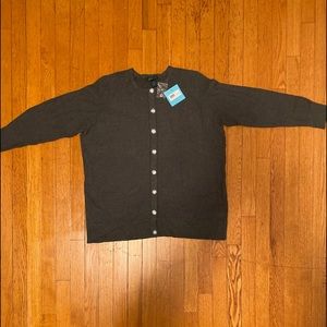 Crystal button front long sleeve cardigan